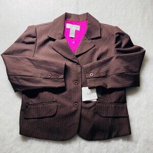 NWT Sag Harbor Womens Brown Classic Three Button Single Breasted Blazer Sz 18WP